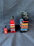 Lot Of 3 Lucky Horses Traditional Japanese Yawata Kokeshi Hand Painted Wood