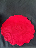 Set Of 5 Red Round Quilted Placemats *Read Description*