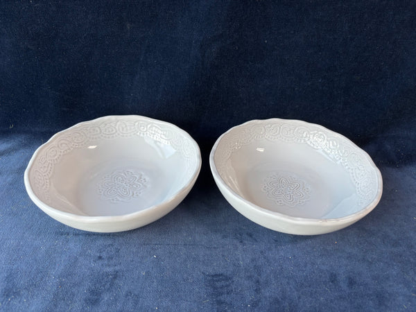 Pair Of Cream Colored Embossed Bowl by Hausenware