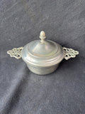 Woodbury Pewterers Porringer Bowl W/Ornate Handles & Lid