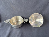 Woodbury Pewterers Porringer Bowl W/Ornate Handles & Lid