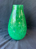 Studio Art Glass Hand Blown Peacock Pattern Teal Green Bubble Vase
