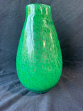 Studio Art Glass Hand Blown Peacock Pattern Teal Green Bubble Vase