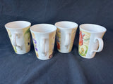Set Of 4 Crown Trent China Limited Floral Pear Coffee Mugs