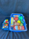 Lot of 2 Walmart Toy Grocery Shopping Baskets with Play Food Accessories
