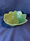 Olfaire Majolica Pottery Green Cabbage Leaf Bowl- As Is *Read Description*