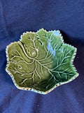 Olfaire Majolica Pottery Green Cabbage Leaf Bowl- As Is *Read Description*