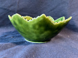 Olfaire Majolica Pottery Green Cabbage Leaf Bowl- As Is *Read Description*