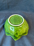 Olfaire Majolica Pottery Green Cabbage Leaf Bowl- As Is *Read Description*