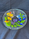 Floral Art Glass Shallow Bowl