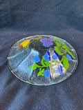 Floral Art Glass Shallow Bowl