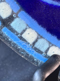 Peggy Karr Fused Glass Persian Blues Bowl; Signed