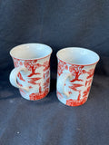 Pair Of Colonial Williamsburg Red and White Townscape Toile Mugs (2 Sets Available, Priced Individually)