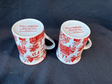 Pair Of Colonial Williamsburg Red and White Townscape Toile Mugs (2 Sets Available, Priced Individually)