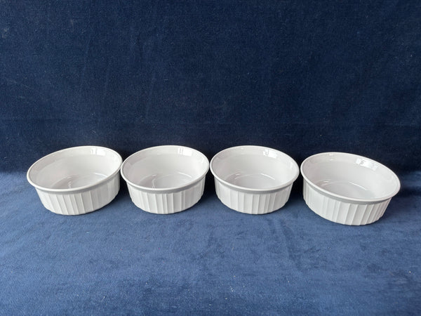 Set Of 4 Corning Ware F-16-B French White Casserole Dish Bowls