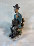 Porcellane D'arte Old Man On Bench Sculpture