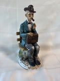 Porcellane D'arte Old Man On Bench Sculpture