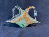 Murano Style Art Glass Double Swan Dish