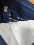 Under Armour Mens Size XL Loose Heatgear Performance Polo Shirt Navy Orange