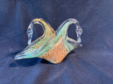 Murano Style Art Glass Double Swan Dish