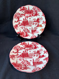Set of 2 Colonial Williamsburg Townscape Toile Salad Plates