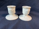 Lenox Set of 2 Cream w/ Gold Trim Candle Holders - Rose Blossom