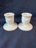 Lenox Set of 2 Cream w/ Gold Trim Candle Holders - Rose Blossom