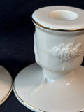 Lenox Set of 2 Cream w/ Gold Trim Candle Holders - Rose Blossom