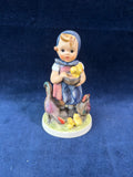 (B) Goebel Hummel Figurine Feeding Time Girl With Chickens 199/0