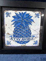 Framed “Stay Awhile” Pineapple Print