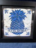 Framed “Stay Awhile” Pineapple Print