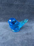 Blue Bird of Happiness Figurine Art Glass Signed Leo Ward