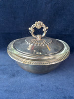 Silver Plated Covered Dish With Pyrex Glass Insert
