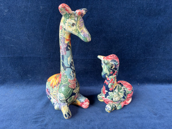 Pair Of Joan Baker Designs Giraffes  Porcelain Patchwork