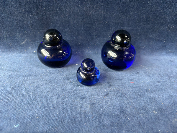Set Of 3 Colbalt Blue Baby Duck Figurines
