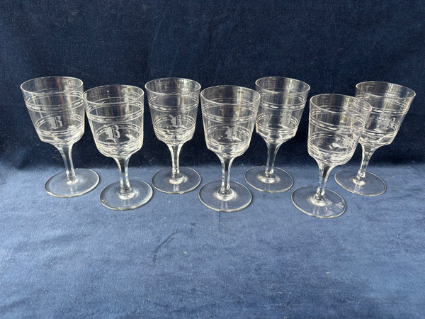 Set Of 7 Glasses With An Etched B