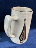 Pair Of Tall Tan Glazed Pottery Mugs