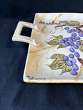 Signed Hand-Painted Ceramic Wine-Themed Serving Tray with Handles
