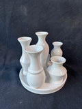 White Multiple Mini 6-Bud Vase Tray