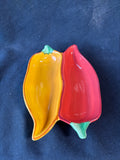 Clay Art Salsa Double Pepper Serving Bowl
