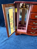 Jewelry Cabinet With Etched Glass And Drawers *Read Description*