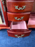 Jewelry Cabinet With Etched Glass And Drawers *Read Description*