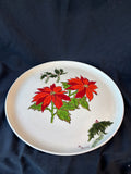 Large Hand-Painted Poinsettia Holiday Platter Signed M. Block