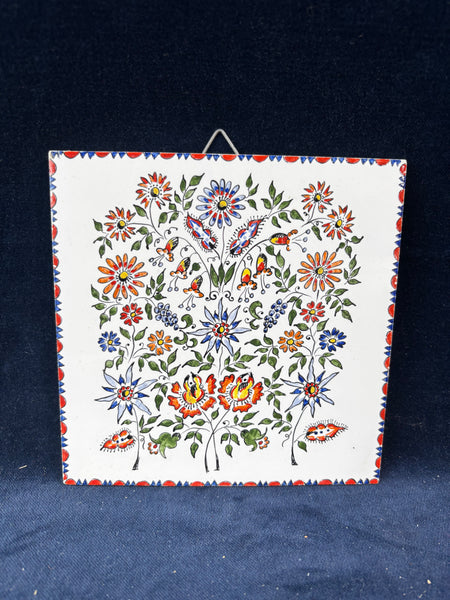 Wall Hanging Floral Ceramic Tile *Read Description*
