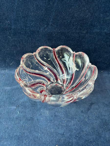 Mikasa Crystal Red Peppermint Swirl Bowl