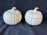 Pair Of White Harvest Pumpkin Bowl With Lids