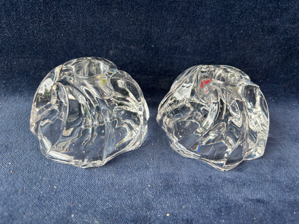 Pair Of Glass Tapered Candle Holders