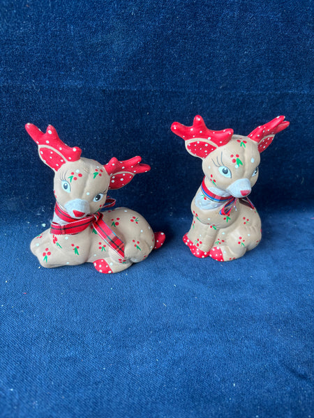 Pair Of Ceramic Reindeer Figurines