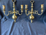 Pair Of Solid Brass 2 Arm Candle Holder Wall Mounted Sconces