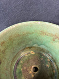 McCoy Green Pottery Greek Key Planter w/ Attached Saucer *Read Description*